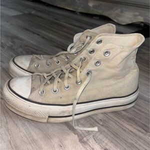 Converse High-Top Sneakers in Light Beige